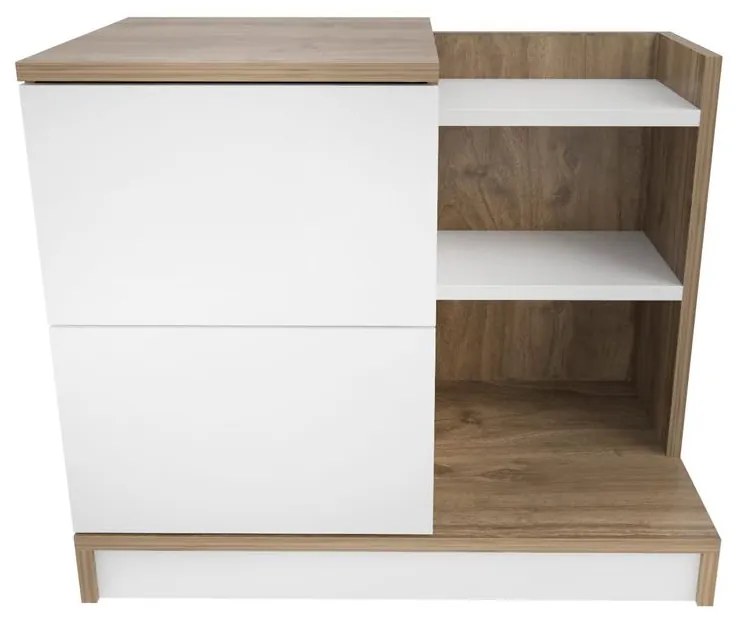 Éjjeliszekrény Rena - White, Oak