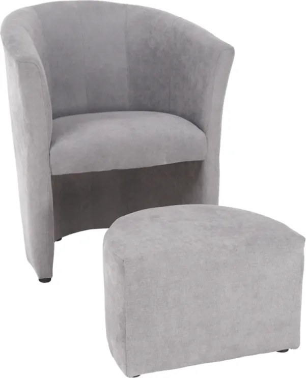 Klub fotel puffal, szürke, ROSE