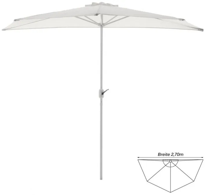 GARTHEN Félköríves kerti napernyő fehér 270 cm