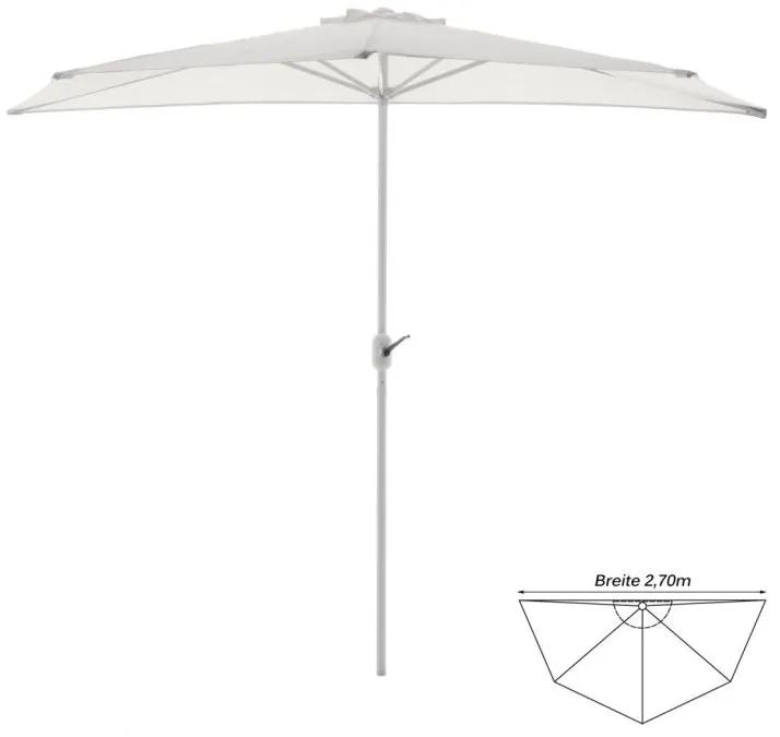 GARTHEN Félköríves kerti napernyő fehér 270 cm