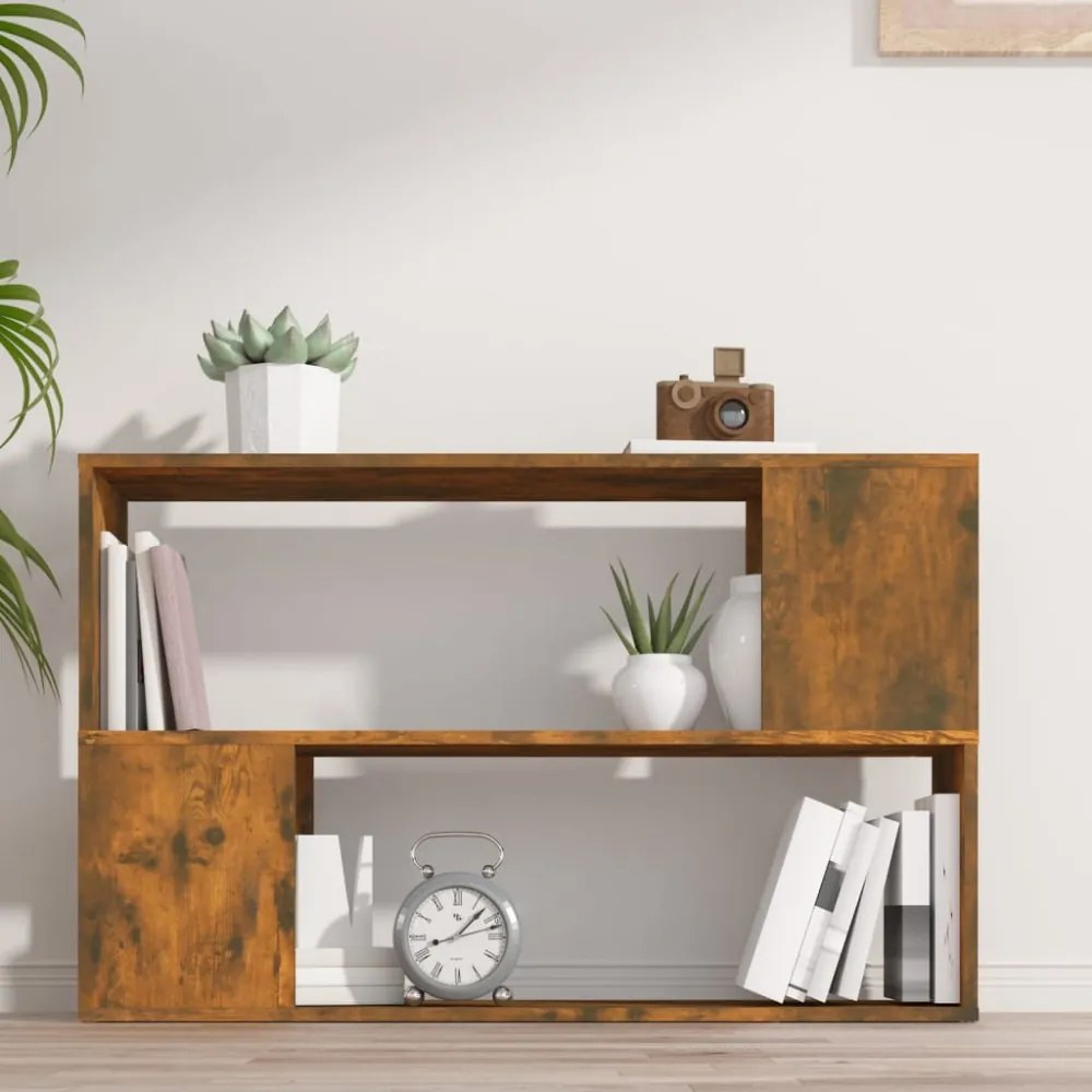 füstös tölgy színű szerelt fa könyvszekrény 100 x 24 x 63 cm