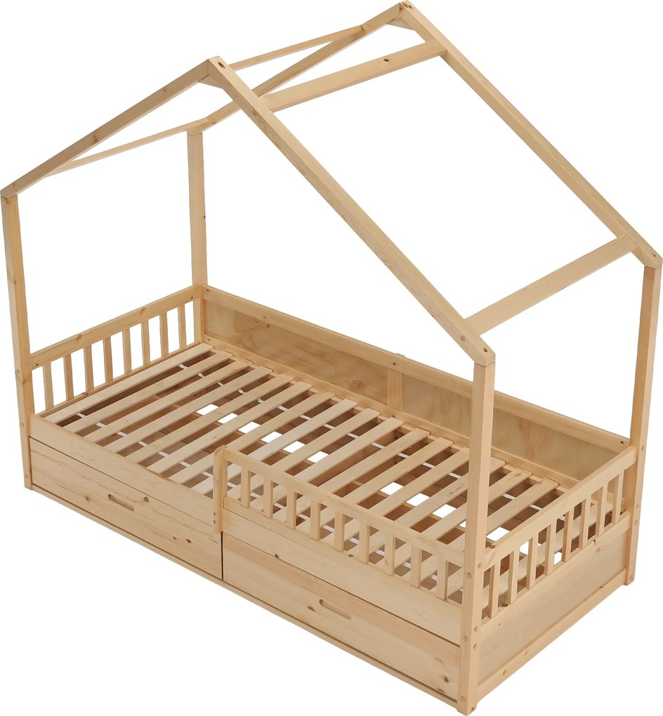 Montessori ágy, 90x200, természetes, tömör, BIANKA