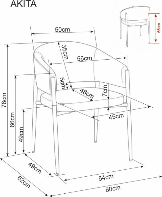 Akita étkezőszék szürke/fekete