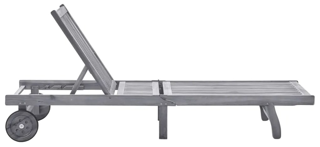 Szürke tömör akácfa kerti napozóágy párnával