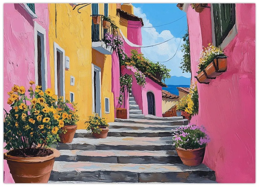 Kép - Rózsaszín sikátor (70x50 cm)