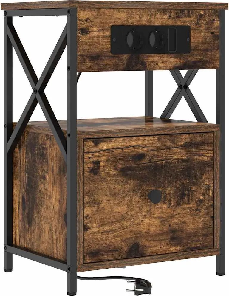 vidaXL Éjjeliszekrény fiókkal Füstölt tölgy 40 x 31 x 60 cm Faanyag