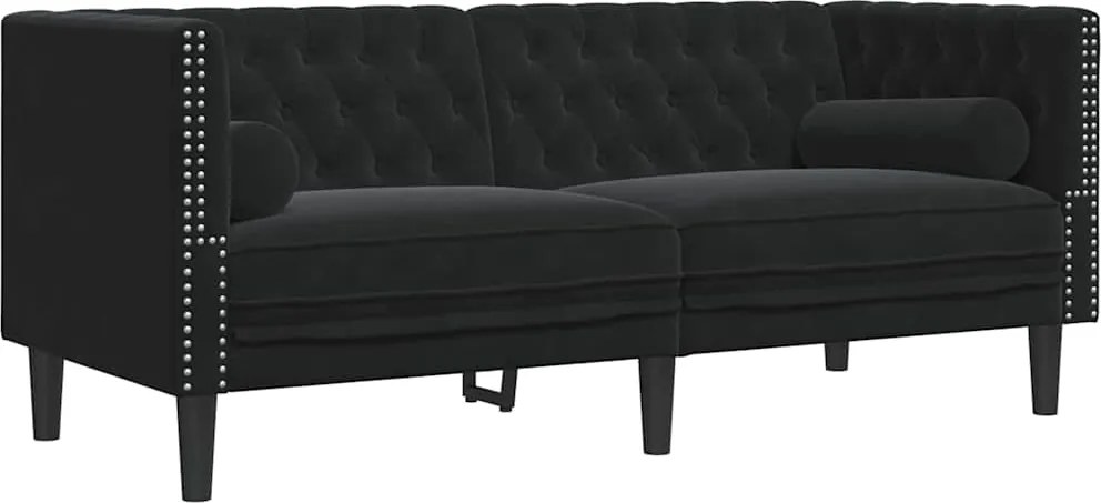 vidaXL Kanapé Fekete 174 x 74,5 x 70,5 cm Bársony