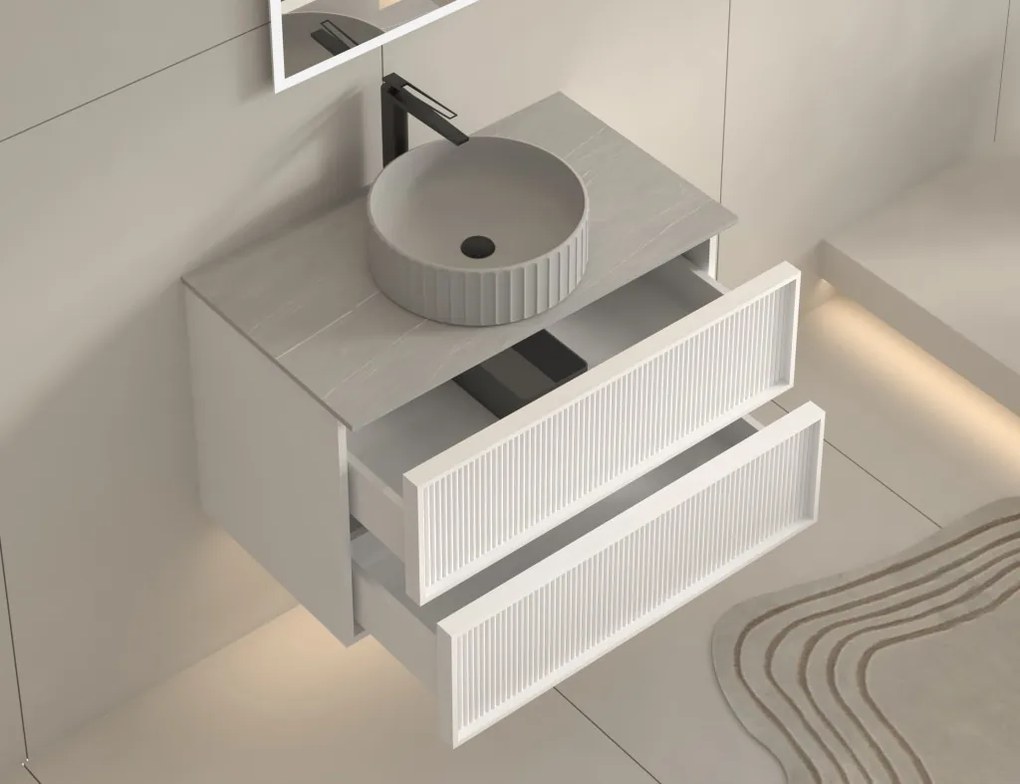 AREZZO design SAVONA 80 cm-es Fürdőszoba alsószekrény 2 fiók, matt fehér