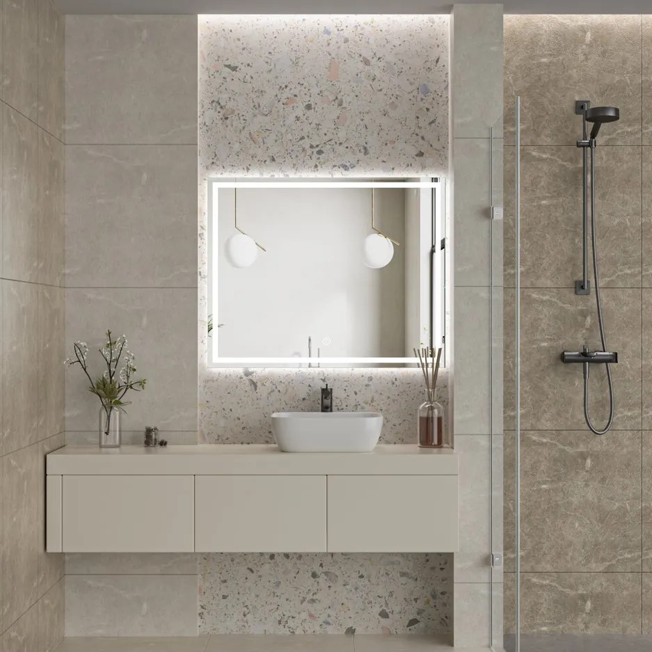 Erga Harper, LED tükör 100x80cm, 2760 lm, 6500K, első/hátsó világítás, ERG-V01-113-1080-00