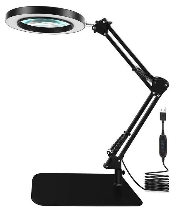 LED Dimmelhető asztali lámpa nagyítóval LED/11W/5V fekete