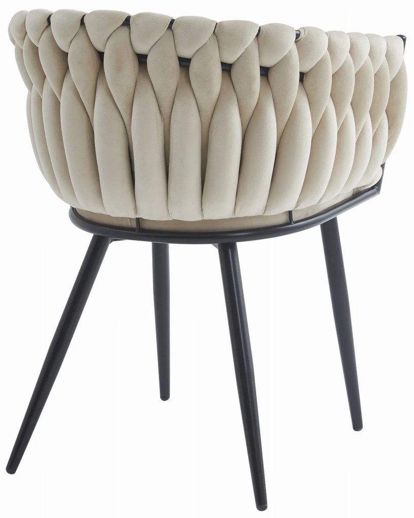 Bézs ORION VELVET étkezőszék fekete lábakkal