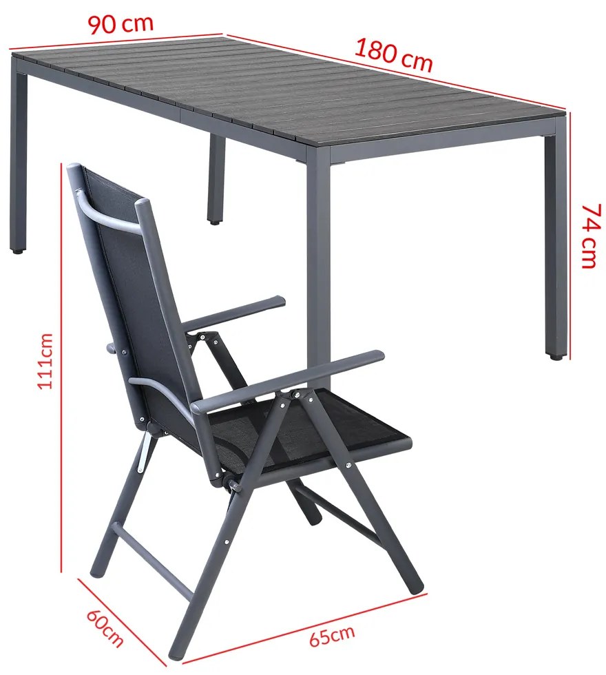 Casaria® Bern 1+8 alumínium kerti szett - antracit WPC