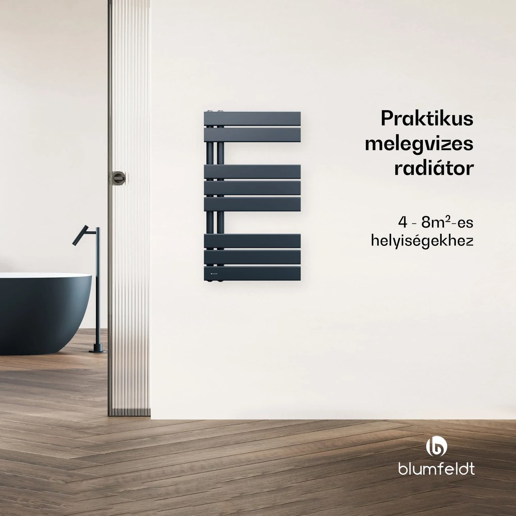 Blumfeldt Fairmont radiátor, 45 x 80 cm, falra szerelhető, modern kivitel, meleg víz