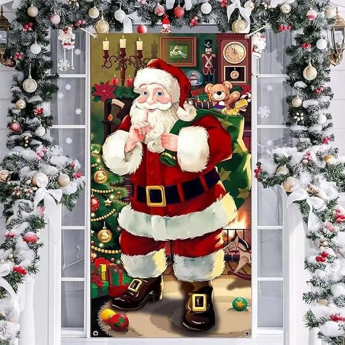 Karácsonyi banner lógó háttér téli dekoráció 90x180 cm Mikulás