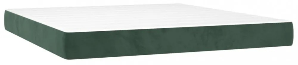 sötétzöld bársony rugós és LED-es ágy matraccal 160x200 cm