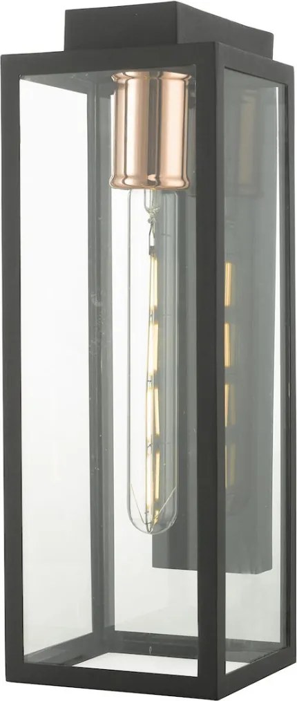 DAR LIGHTING NAX1522 NAXOS Klasszikus Kültéri Fali Lámpa Fekete, Átlátszó E27 IP43