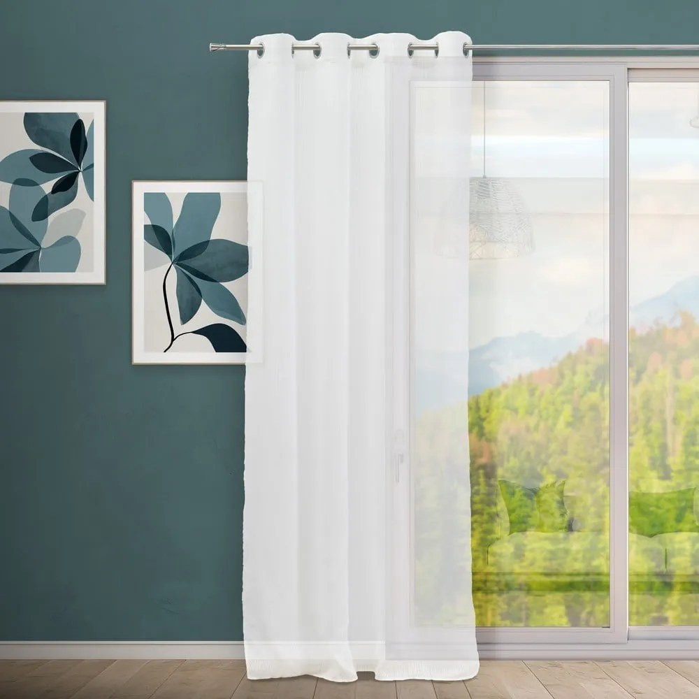 Fehér lenkeverék fényáteresztő függöny 140x260 cm Fifties – Casa Selección