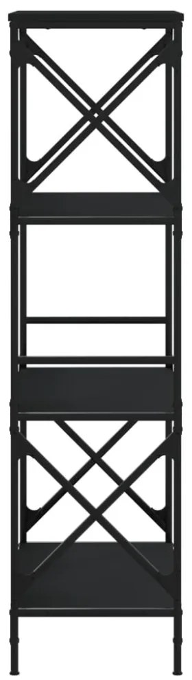 4 szintes fekete szerelt fa könyvespolc 59 x 35 x 132 cm
