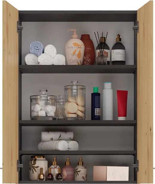 Pola mini DD felső fürdőszoba szekrény, antracit-tölgy