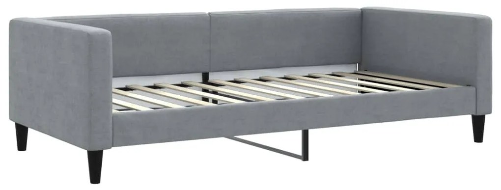 világosszürke kihúzható szövet heverő matracokkal 100 x 200 cm