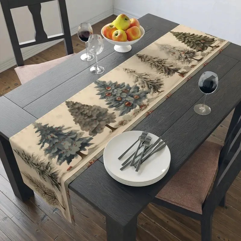 Karácsonyi Téli Asztalterítő 33x274 CM Karácsonyfa Karácsony