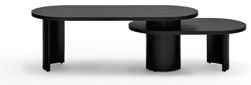 Fekete dohányzóasztal kőrisfa dekorral 120x50 cm Nori - Teulat