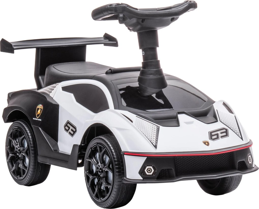 AIYAPLAY Tolóautó, Gyermekjármű, Játékautó Tárolóhellyel, Kossárral és Motorzajjal, 12 Hónap Feletti Gyermekeknek, Fehér+Fekete, 67 x 28 x 38 cm | Aos