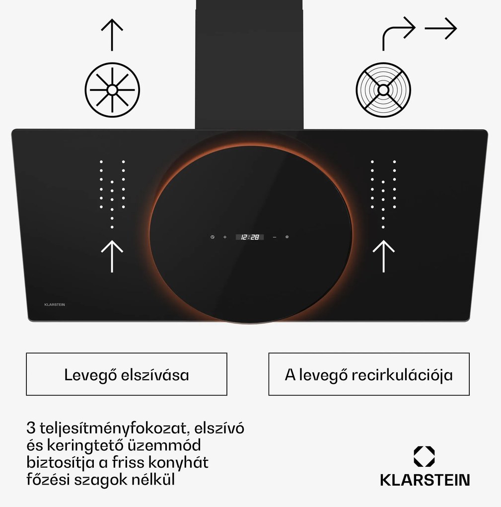 Klarstein Total Eclipse páraelszívó | LED világítás | Érintővezérlés | 594,2 m³/h | Kifúvás/körforgás