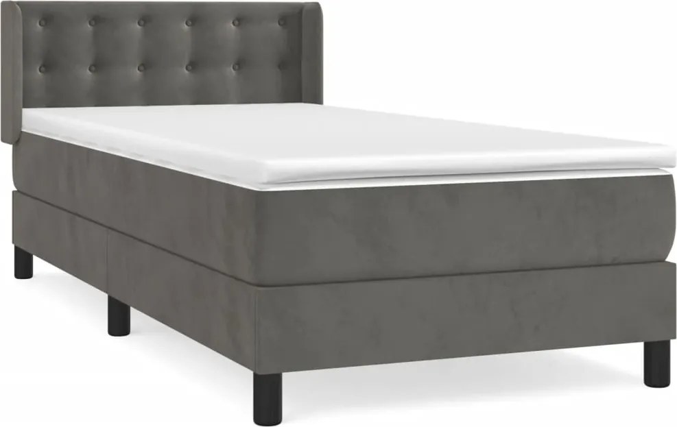 vidaXL sötétszürke bársony rugós ágy matraccal 100 x 200 cm