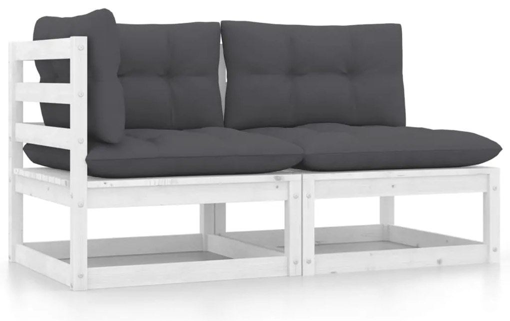 vidaXL 2 részes tömör fenyőfa kerti bútorgarnitúra párnákkal