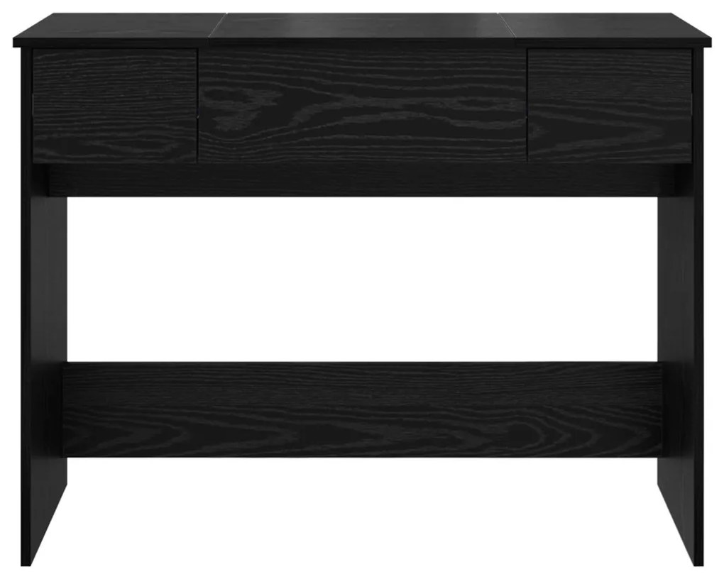 Öltöztető Asztal Tükörrel Fekete Tölgy 100x45x76 cm