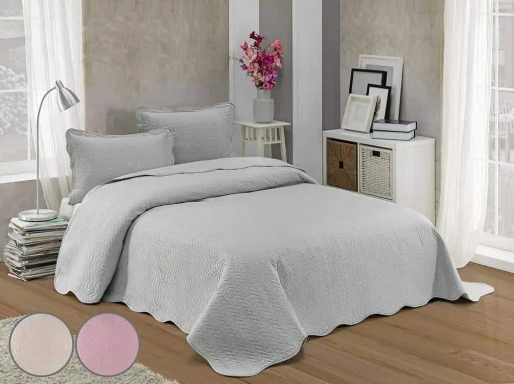 Ágytakaró pamut Deluxe sima világosszürke TiaHome - 220x240cm + 2 db 50x70cm