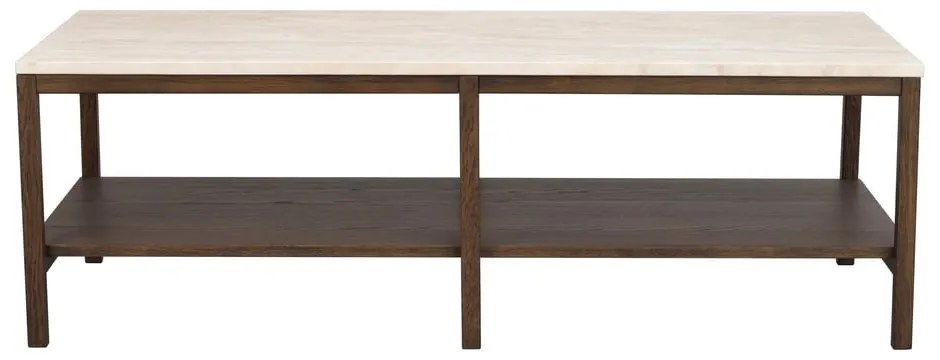 Barna-bézs dohányzóasztal kő asztallappal 140x60 cm Orwel - Rowico