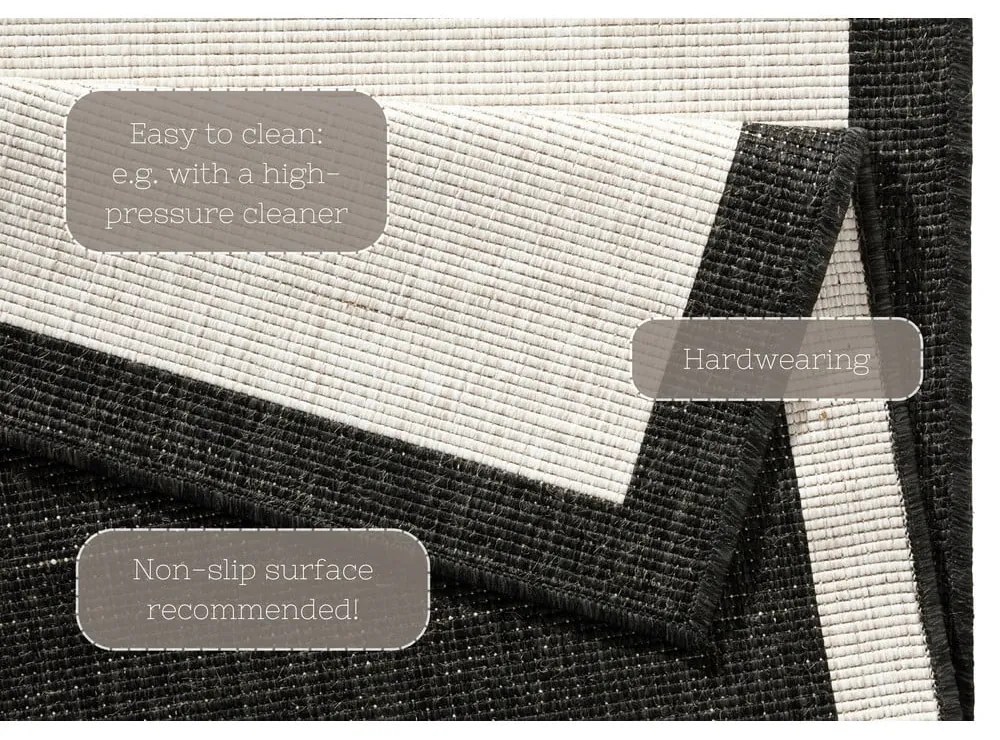 Panama fekete-krémszínű kültéri szőnyeg, 80 x 150 cm - NORTHRUGS