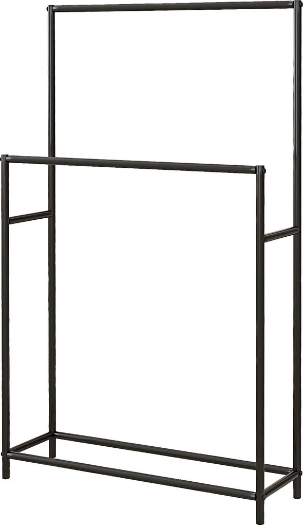 HOMCOM Törölközőtartó, Szabadonálló Törölközőtartó 2 Törölközőrúddal, Fürdőszoba Törölközőtartó, Fém, 66 x 20 x 110 cm, Fekete | Aosom