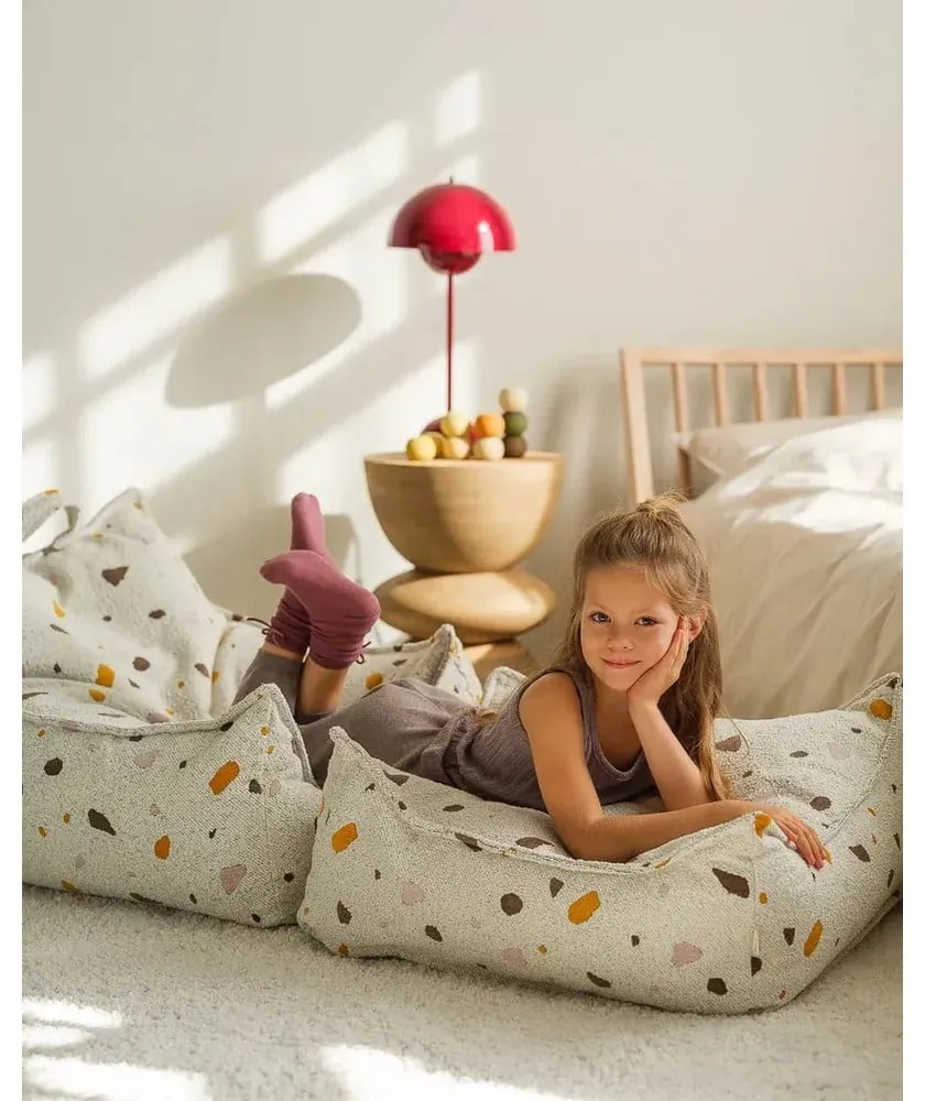 Fehér buklé-zsenília gyerek babzsákfotel Terrazzo Chair – Wigiwama