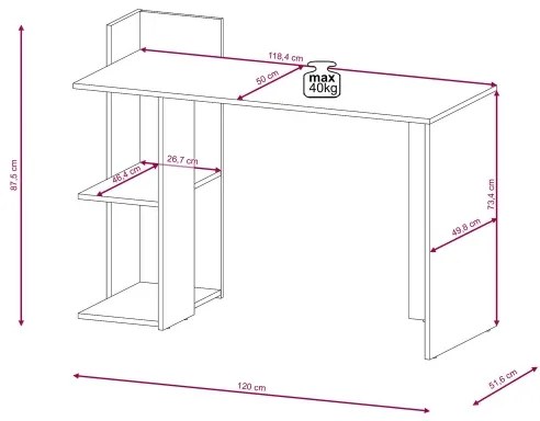 Íróasztal MARLO betonszürke/fehér
