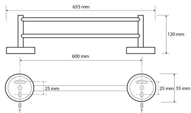 Sapho - X-ROUND fali törölközőtartó 12x65,5 cm fekete