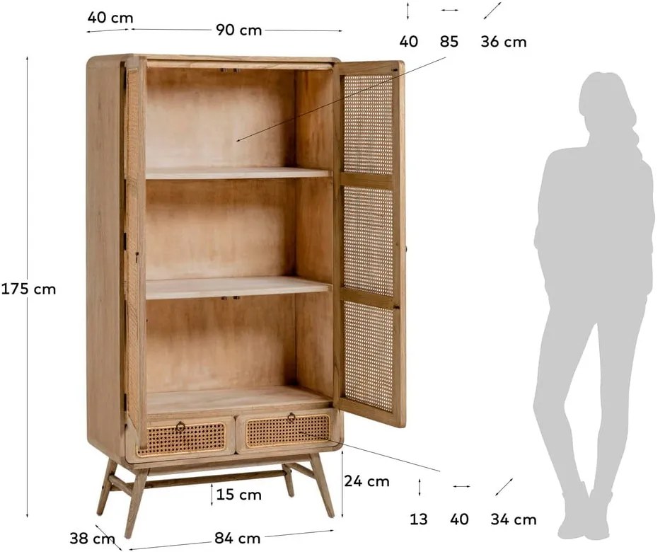 Natúr színű mindifa ruhásszekrény 90x175 cm Nalu – Kave Home