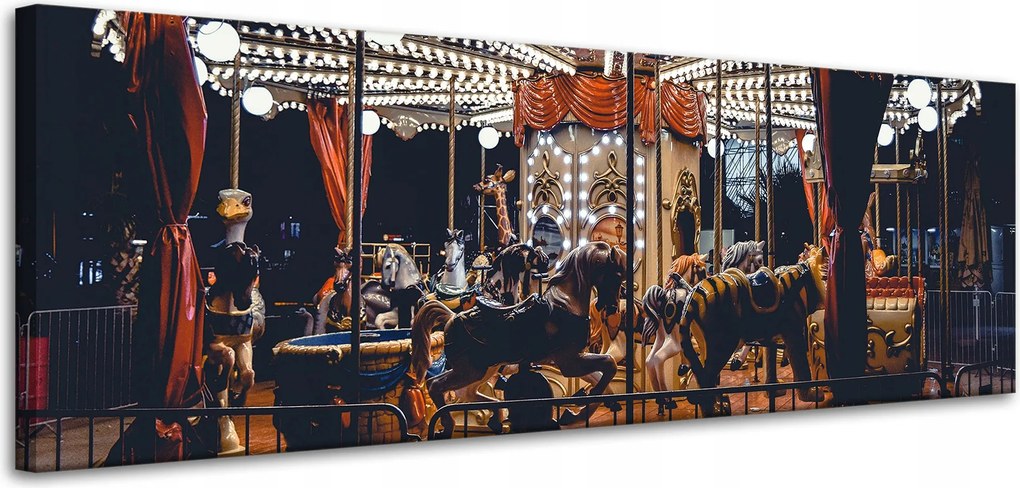 Vászonkép Körhinta Éjszakai fények Vidám város 120x40