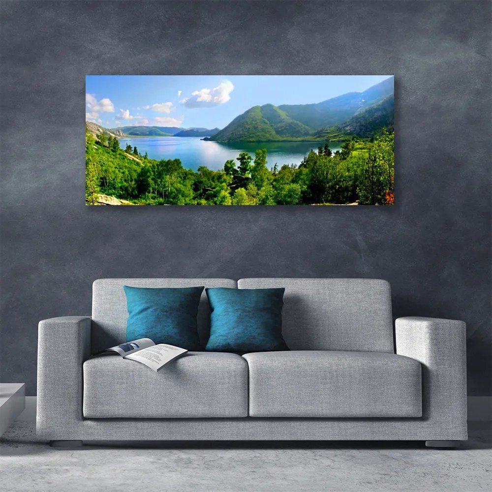 Vászonkép falra Forest Lake hegyek táj 100x50 cm