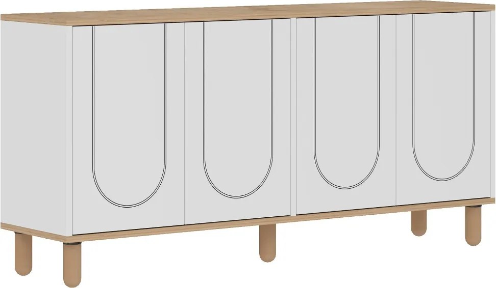 Elaris komód, zafír tölgy-fehér, 150 cm