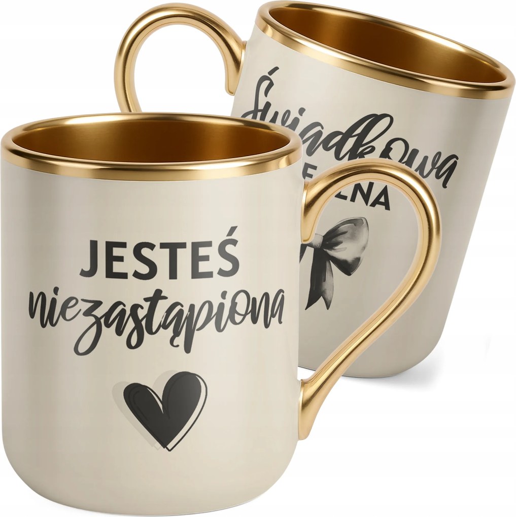 Prémium Bögre Arany Ekrü Tanú Tökéletes Ajándék Tanú Esküvő