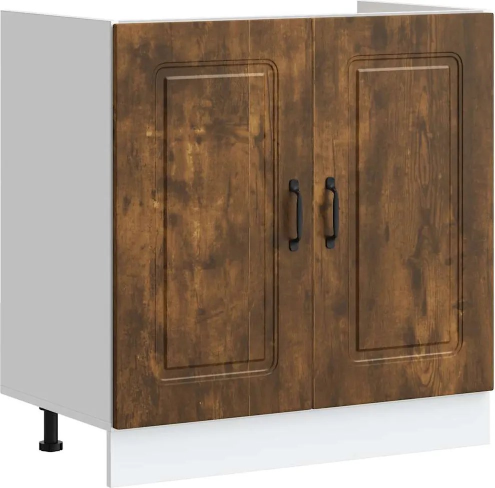 vidaXL Mosogató sljzat szekrény Kalmar füstölt tölgy 80x46x81,5 cm