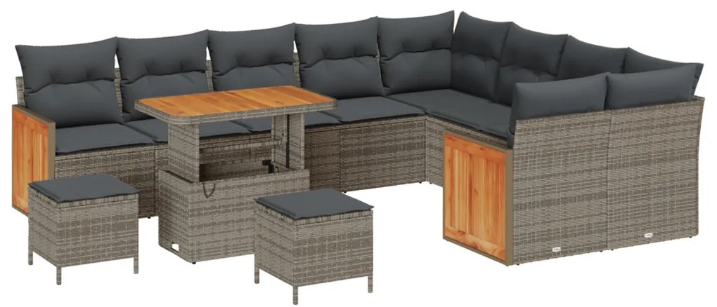 Kerti Kanapé Szett 12 pcs Szürke 90 x 55 x 71 cm polirattan