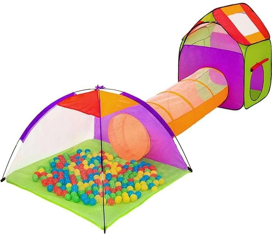 Játszósátor alagúttal és 200db ajándék labdával - színes