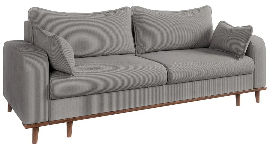 Világosszürke kordbársony kanapé 220 cm Beata – Ropez