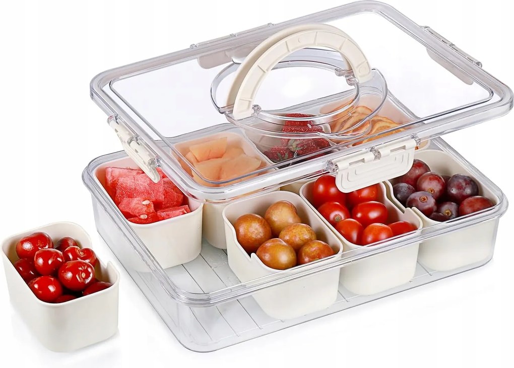 Uzsonnás Doboz Rekeszekkel És Fedéllel Bézs 22 x30cm