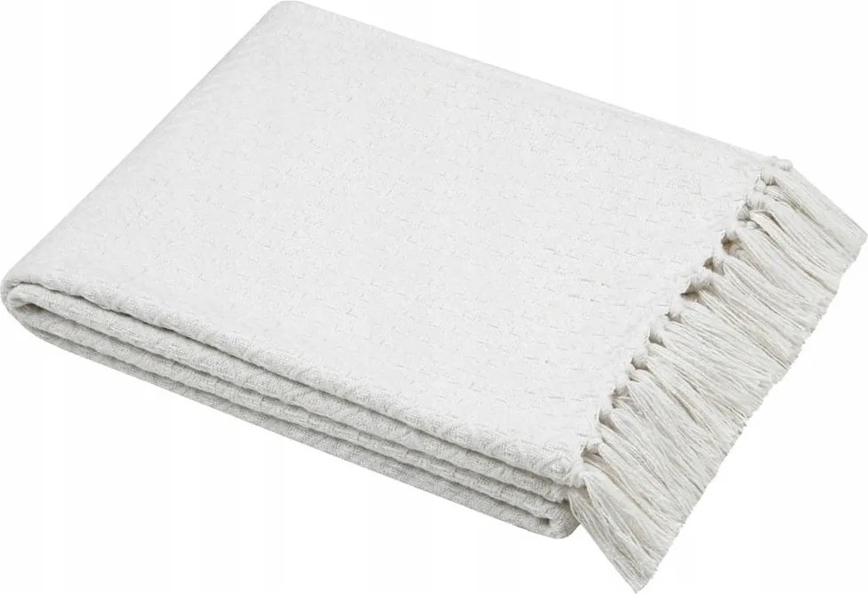 Pamut Takaró Rojtokkal Puha Fehér 25 x 150 cm Pamut Ágytakaró