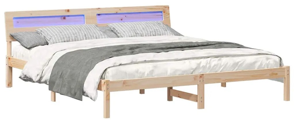 Ágykeret Barna 200 x 200 cm Tömör fenyőfa és Tömör fenyőfa